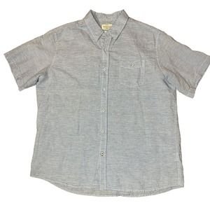 Original Waterproof Vintage Short Sleeve Washable Linen Button Up Shirt Size XL